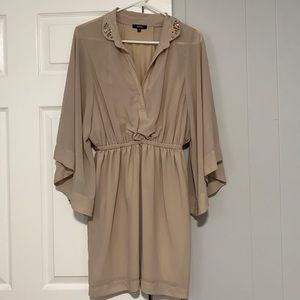beige color sheer loose fitting dress